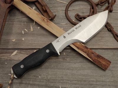 William Collins North Wind 7" Fixed Blade / Black Micarta w/ Stainless Pins / Satin AEB-L