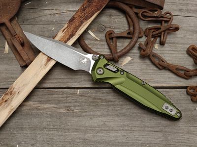 Microtech Socom Delta S/E 4" Ram-Lok / OD Green Aluminum / Apocalyptic Bohler M390MK