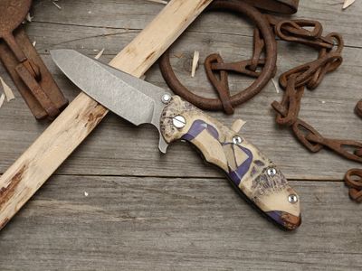 Hinderer Knives XM-18 3.5" Framelock Flipper / 3DK Composite Walrus Jaw Bone &amp; Battle Bronze Titanium / Working Finish S45VN