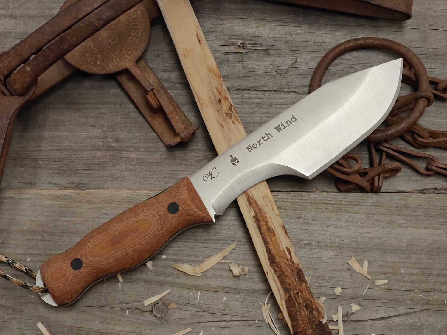 William Collins North Wind 7" Fixed Blade / Natural Micarta w/ Black Liners &amp; Pins / Satin AEB-L