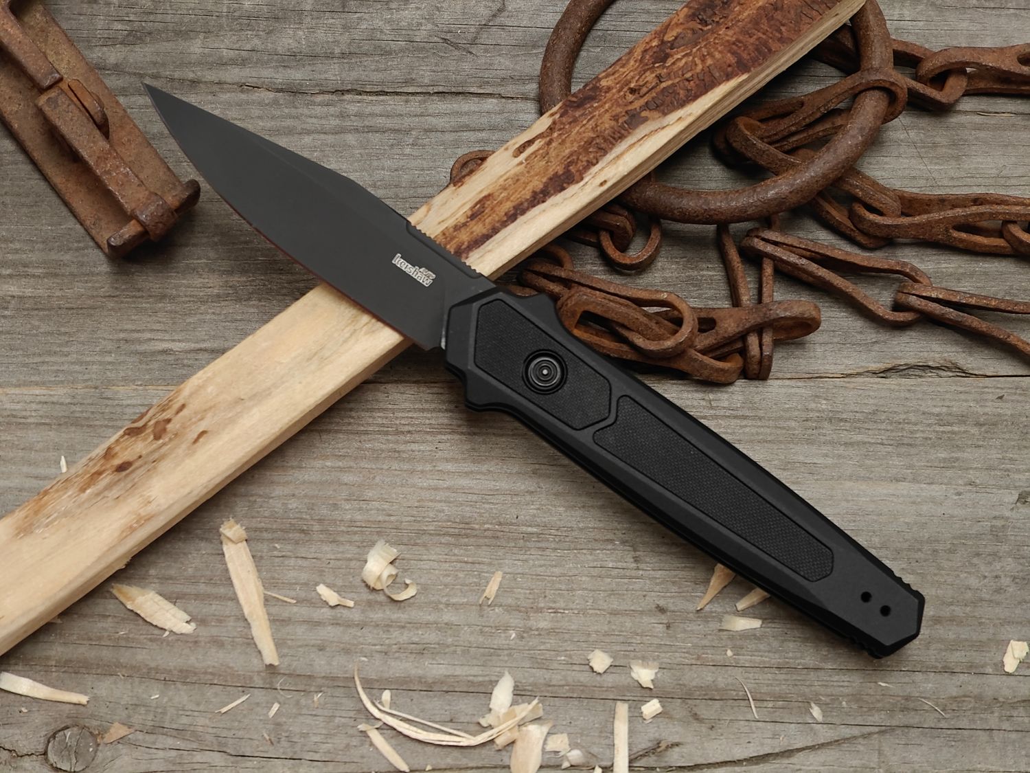 Kershaw Launch 17 3.5" Auto Push Button / Black Aluminum &amp; Black G10 / Black CPM-MagnaCut