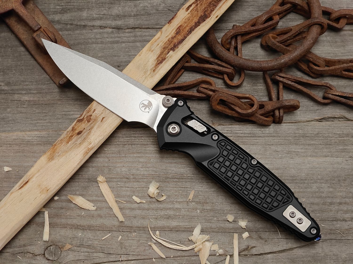Microtech Socom Elite S/E 4" Ram-Lok / Black Frag Aluminum / Stonewash Bohler M390MK