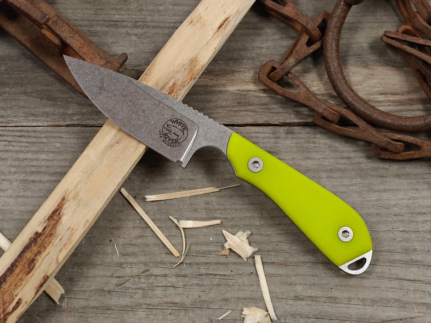 White River Model 1 Pro 3" Fixed Blade / HI-VIS Textured G10 / Stonewashed Magnacut