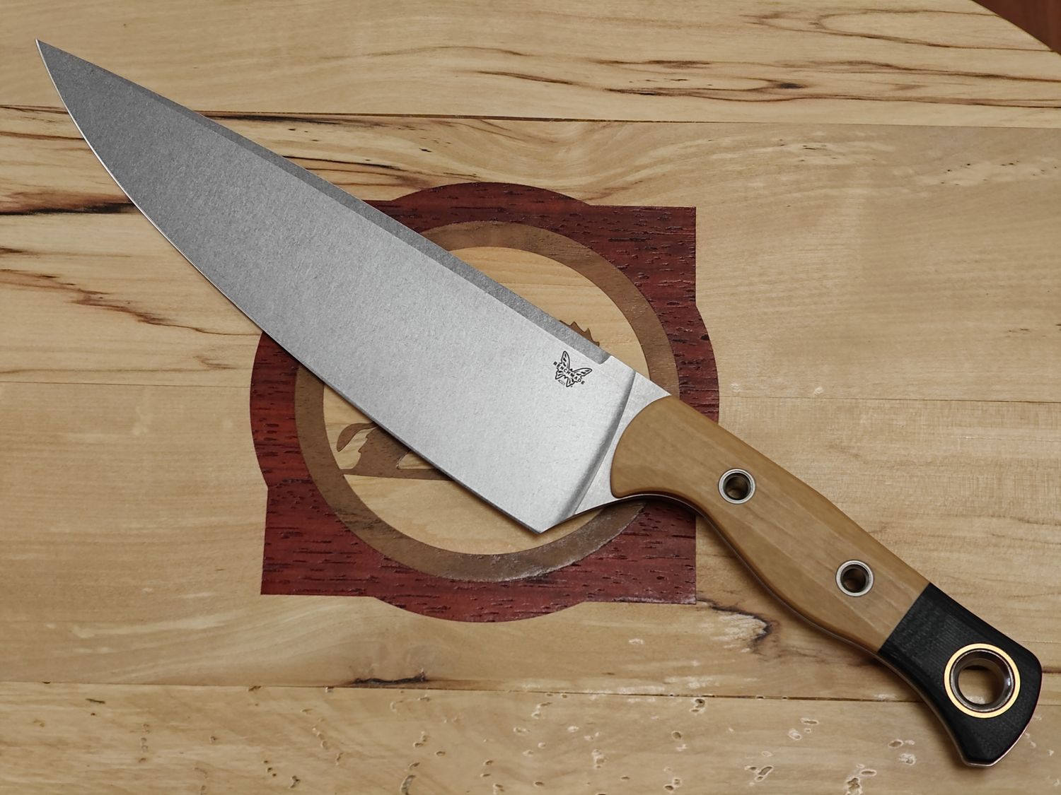 Benchmade 8" Chef Knife / Maple Valley Richlite &amp; Black G-10 / Stonewash CPM-154
