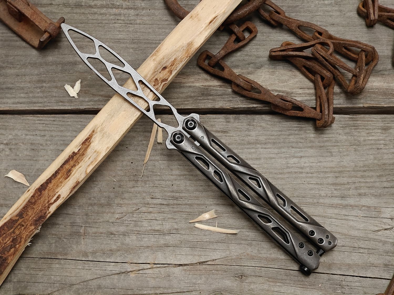 Kershaw Balanza 4.25" Trainer Butterfly Knife / Skeletonized / Black Stonewash Stainless Steel