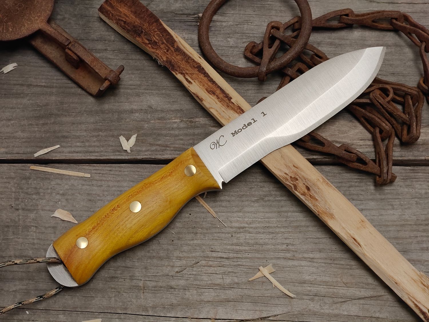 William Collins Model #1 6" Bush Knife / Osage Orange / Satin Nitro-V / Stitched Gear Sheath