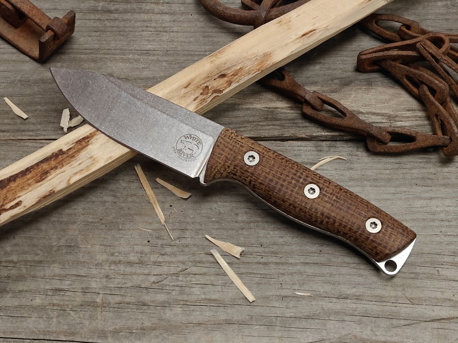 White River Knives Ursus Cub 3.5" Fixed Blade / Natural Burlap Micarta / Stonewash Magnacut (Pre-Owned)