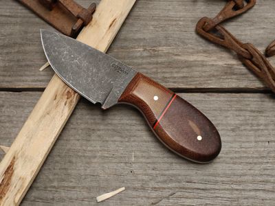 907Knives 2.5" Fixed Blade / Natural Micarta &amp; Koa / Black Stonewash 80CrV2