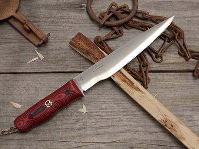 William Collins Alaskan Sockeye 7.5" Fillet Knife / Black &amp; Red G10 w/ Black Pins, Fly Mosaic / Satin Nitro-V