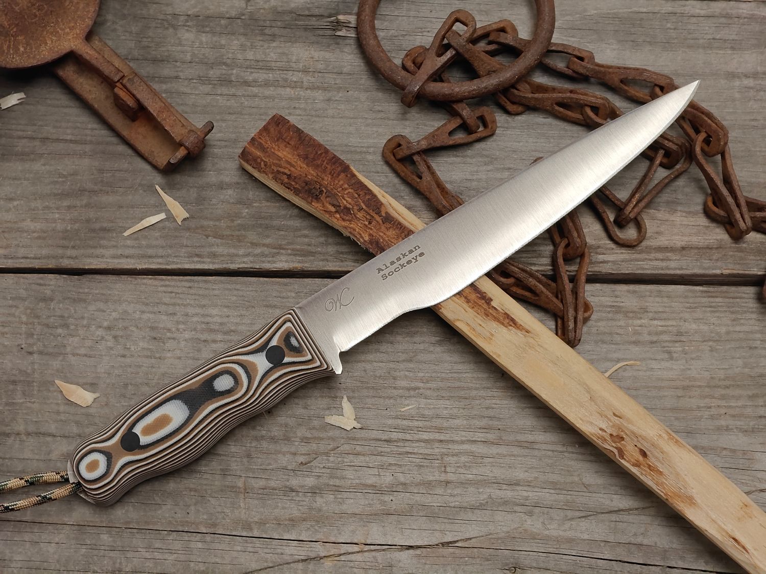 William Collins Alaskan Sockeye 7.5" Fillet Knife / Winter Camo G10 w/ Black G10 Pins / Satin Nitro-V