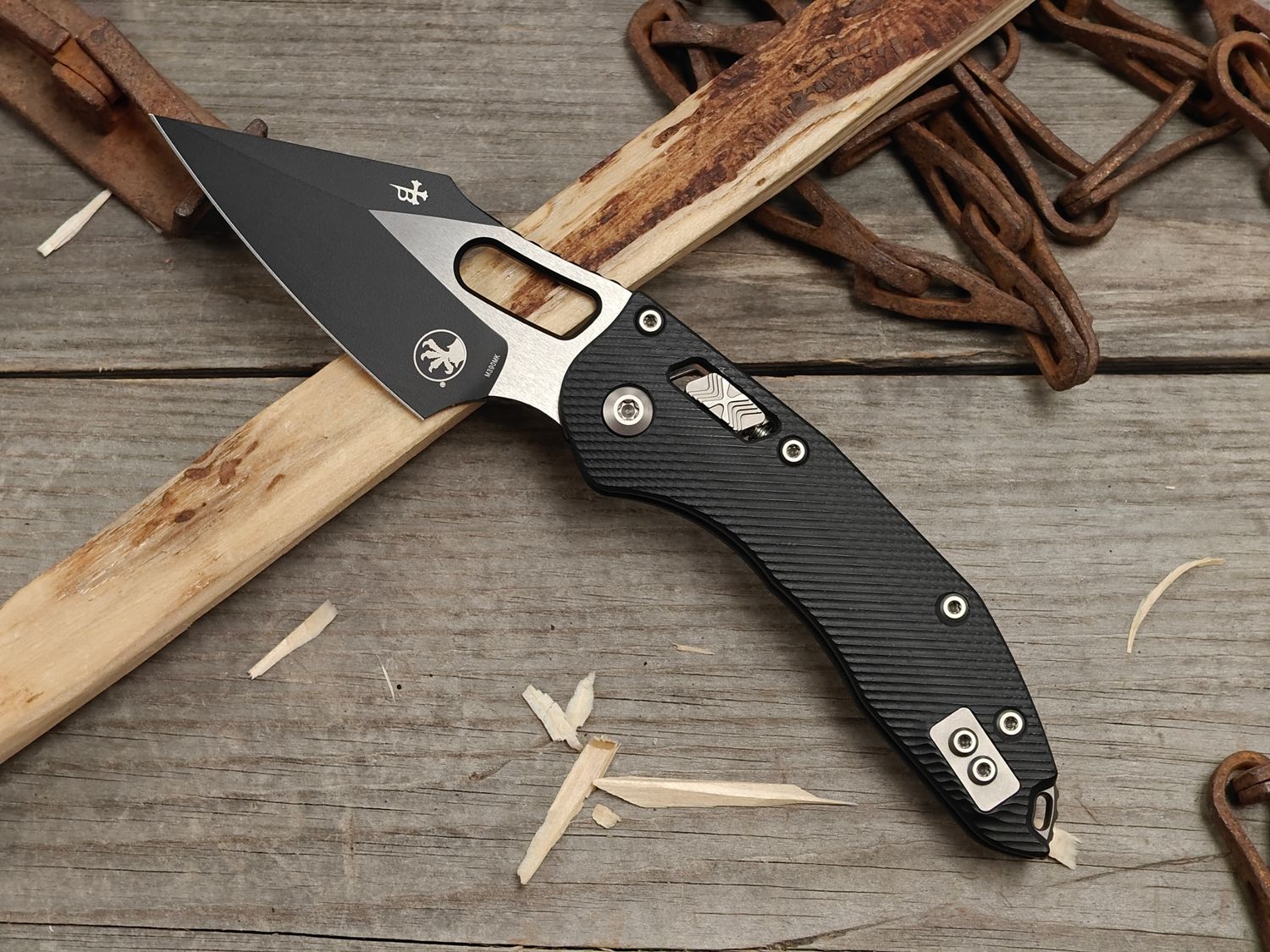 Microtech Stitch 3.7" S/E Ram-Lok Folding Blade / Fluted Black G10 / Two Tone Bohler M390MK (Pre-Owned)