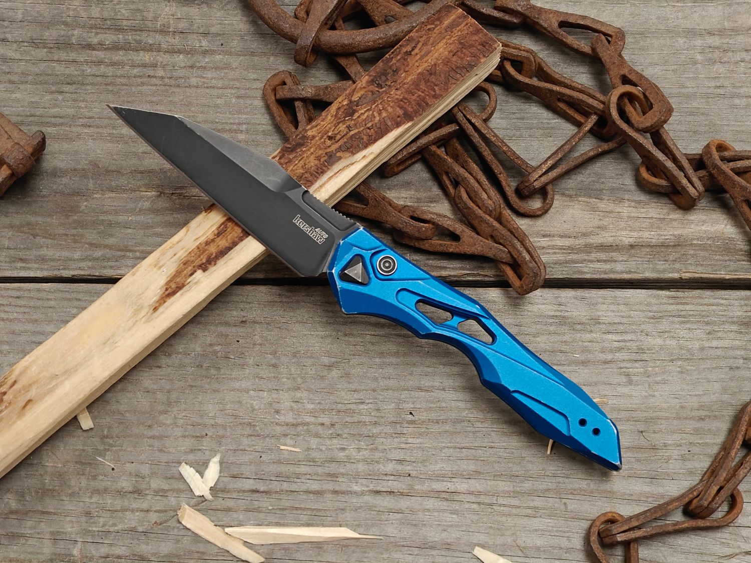 Kershaw Launch 13 3.5" Buttonlock Auto / Blue Aluminum / Black CPM-154 (Pre-Owned)