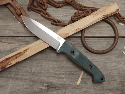 Benchmade Bushcrafter 4.43" Sibert Fixed Blade Knife / Green G10 &amp; Red Liners / Stonewash S30V (Pre-Owned)
