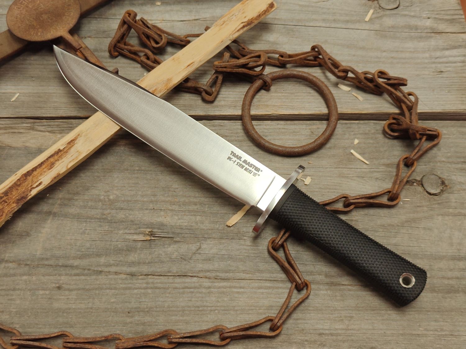 Cold Steel Trail Master 9.5" Fixed Blade / Black Kraton w/ Stainless Bolster /  San Mai® VG-1 / Kydex Sheath (Pre-Owned)
