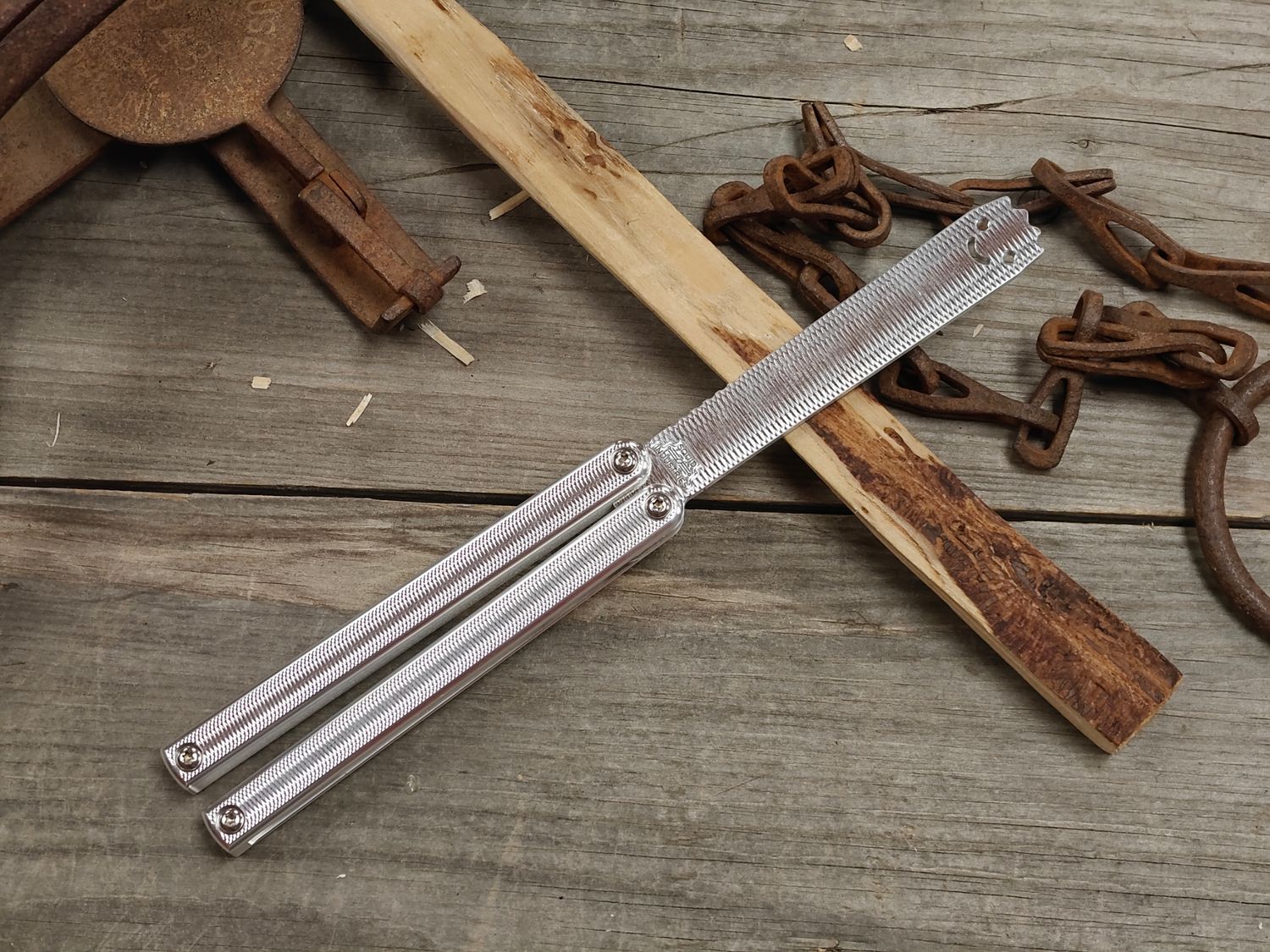 Squid Industries Squiddy AL 4.3" Trainer Balisong / Textured Raw 6061 Aluminum