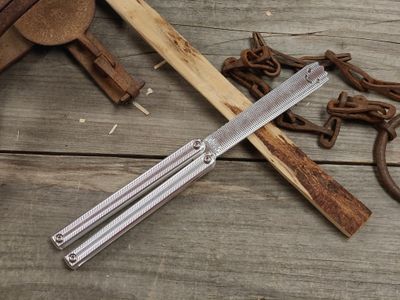 Squid Industries Squiddy AL 4.3" Trainer Balisong / Textured Raw 6061 Aluminum