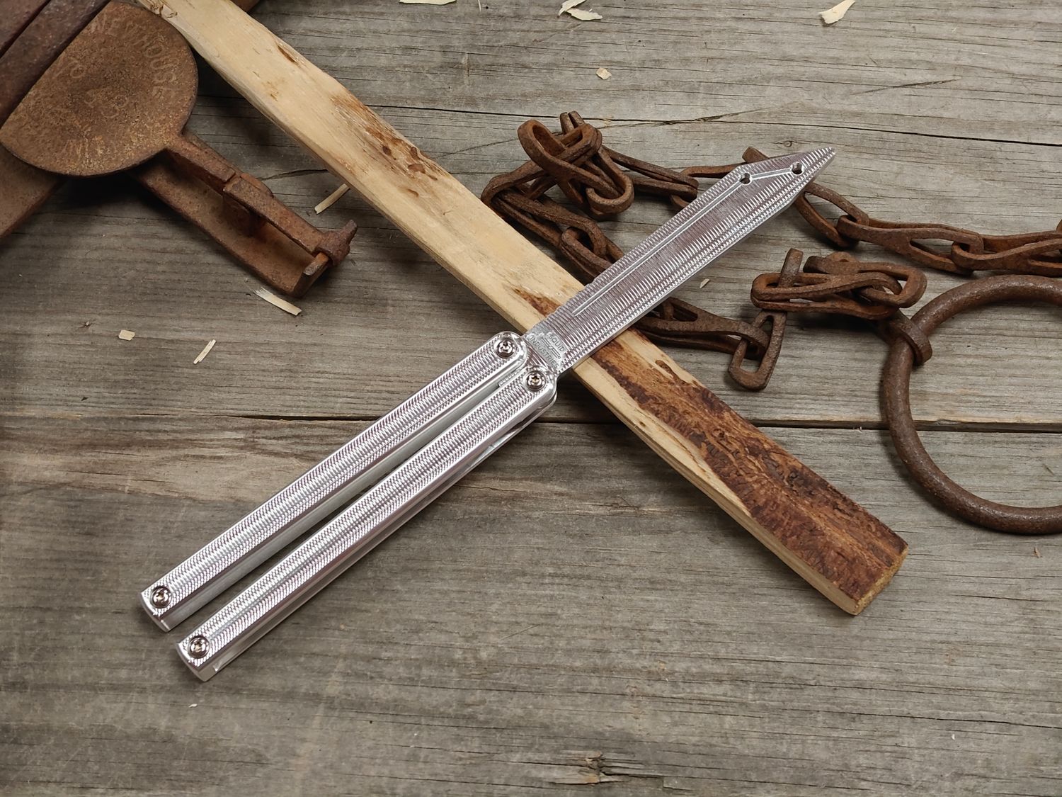 Squid Industries Squiddy ALT 4.3" Trainer Balisong / Textured Raw 6061 Aluminum
