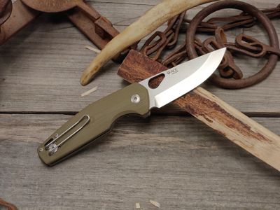 GiantMouse ACE Nimbus V3 3" Scandi Linerlock Folding / Green G10 / Satin CPM-S90V