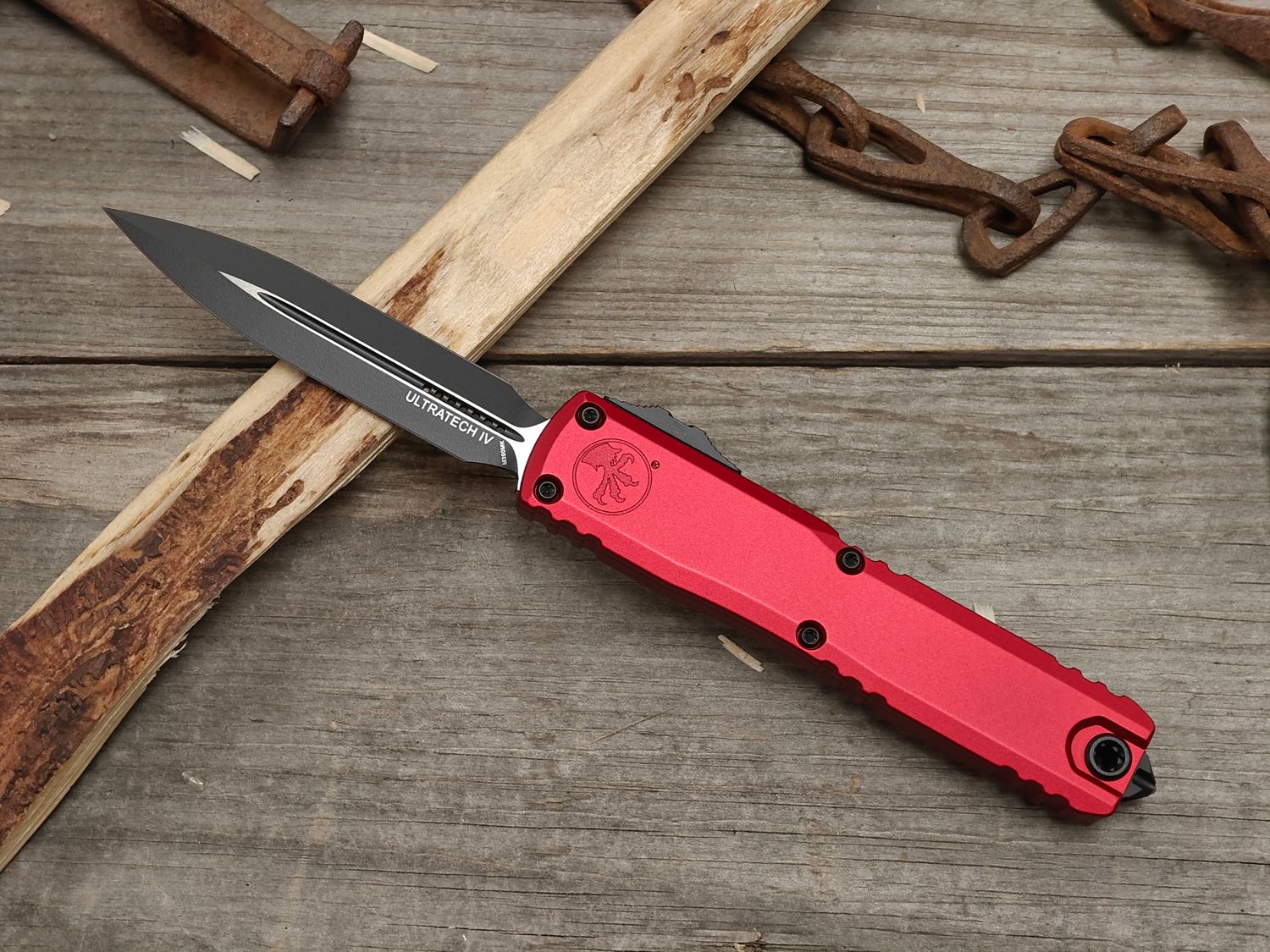Microtech Ultratech Gen IV D/E 3.5" OTF Automatic / Red Aluminum / Two-Tone Bohler M390MK