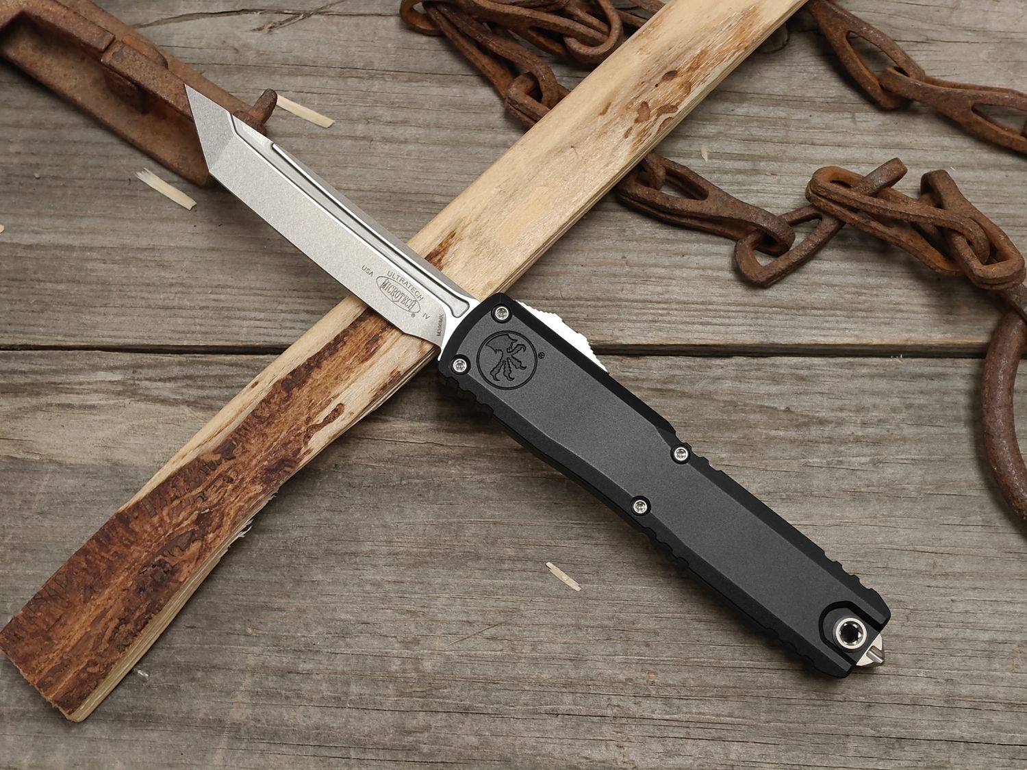 Microtech Ultratech Gen IV T/E 3.5" OTF Automatic / Black Aluminum / Stonewash Bohler M390MK
