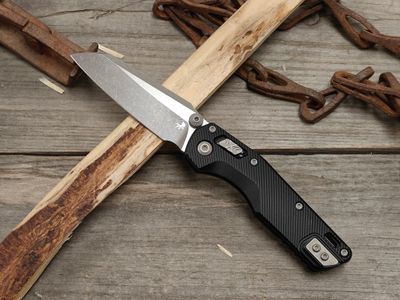 Microtech MSI Mini 3" S/E Ram-Lok Folding Blade / Fluted Black Aluminum / Apocalyptic Bohler M390MK