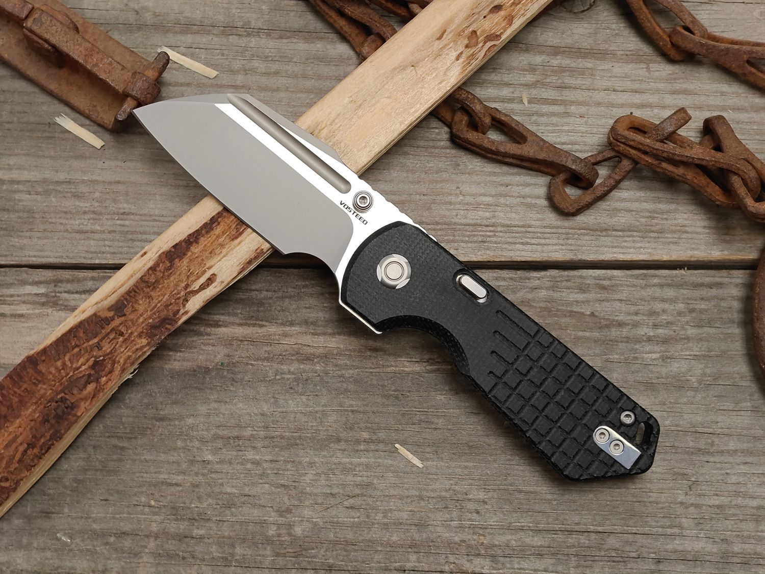 Vosteed Hedgehog 3" Top Liner Lock Folder / Black Micarta / Bead Blast S35VN