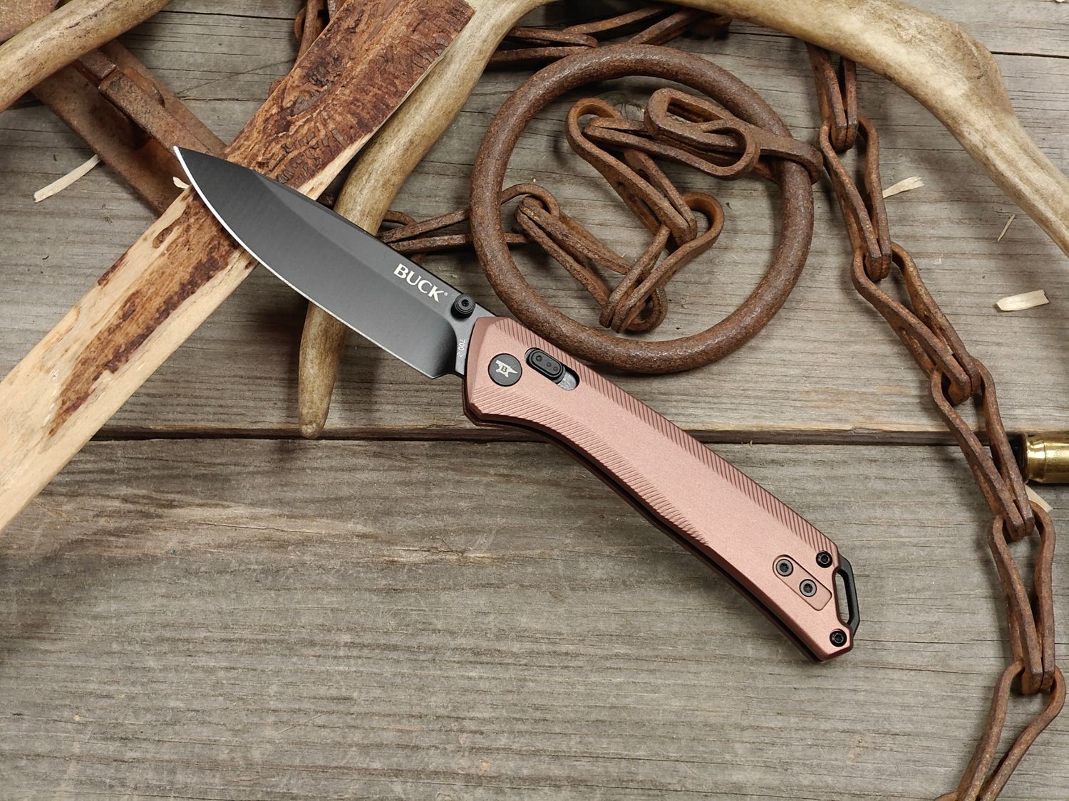 Buck Knives Nomad 3.25" Crossbar Lock Folder /  Burnt Bronze Aluminum / Black D2