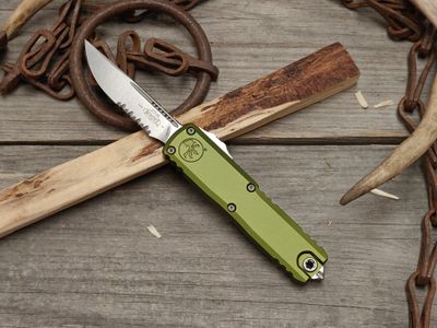 Microtech UTX-85 Gen IV P/S 3" OTF Automatic / Green Aluminum / Stonewash Bohler M390MK