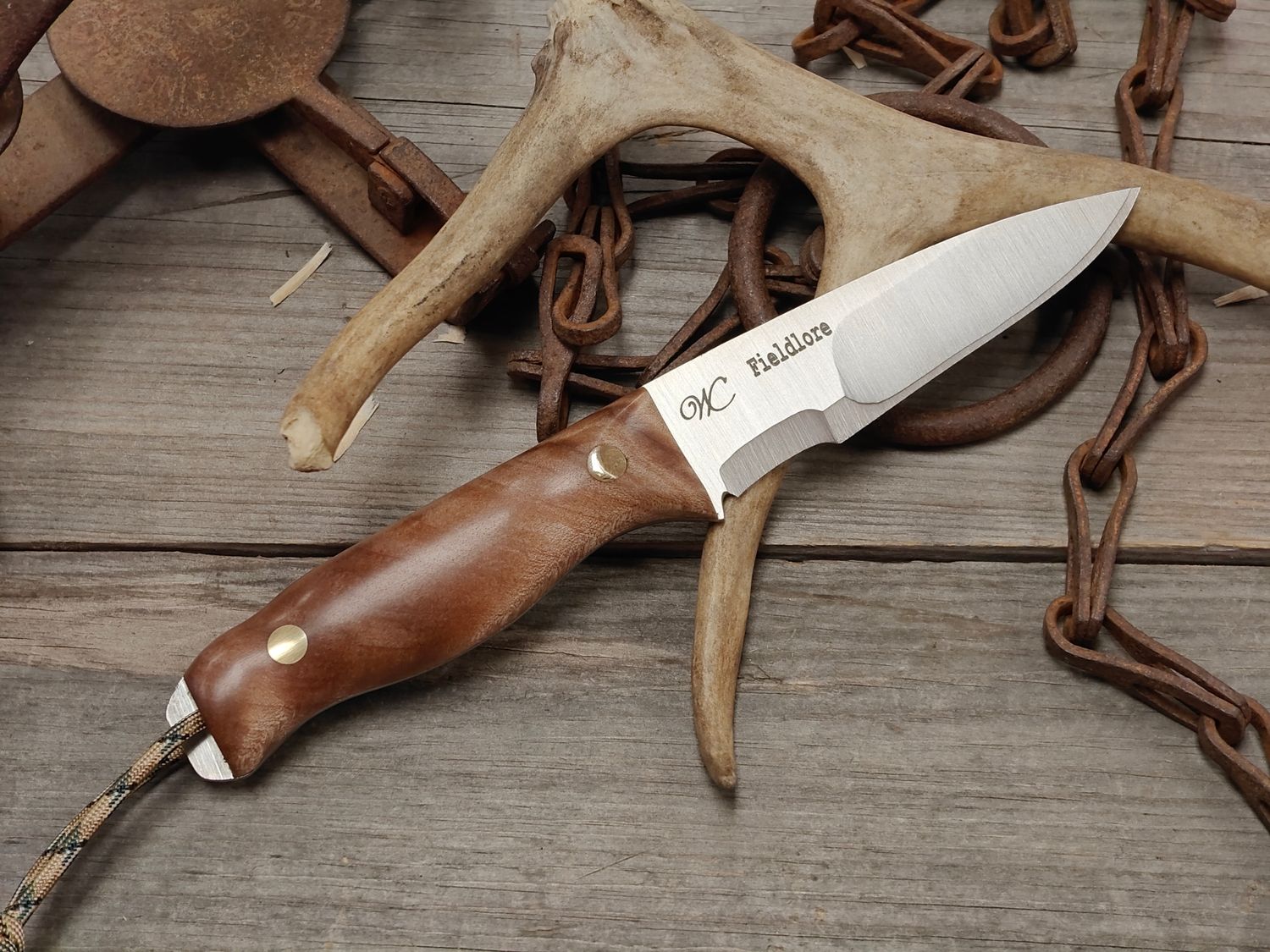 William Collins Fieldlore 4.25" Fixed Blade / Maple Burl / Satin 3/32" AEB-L