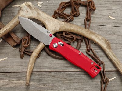 Flytanium BEEF 3.5" Crossbar Lock Folder / Fire Red G10 / Stonewash 14C28N