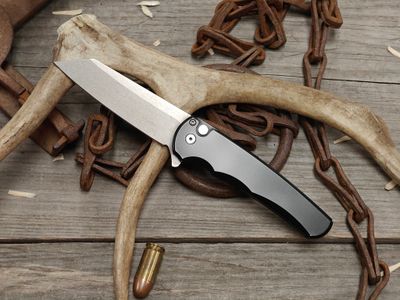 Pro-Tech Malibu 3.30" Manual Reverse Tanto Flipper Knife / Black Aluminum / Stonewash CPM-20CV (Pre-Owned)
