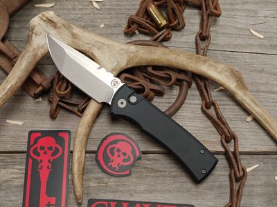 Chaves Knives Redencion 3.4" Push Button Automatic Folder / Black Aluminum / Stonewash CPM-S35VN