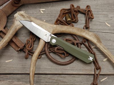 Bestech Curvee 3.25" Linerlock / OD Green G10 / Satin &amp; Stonewash AEB-L