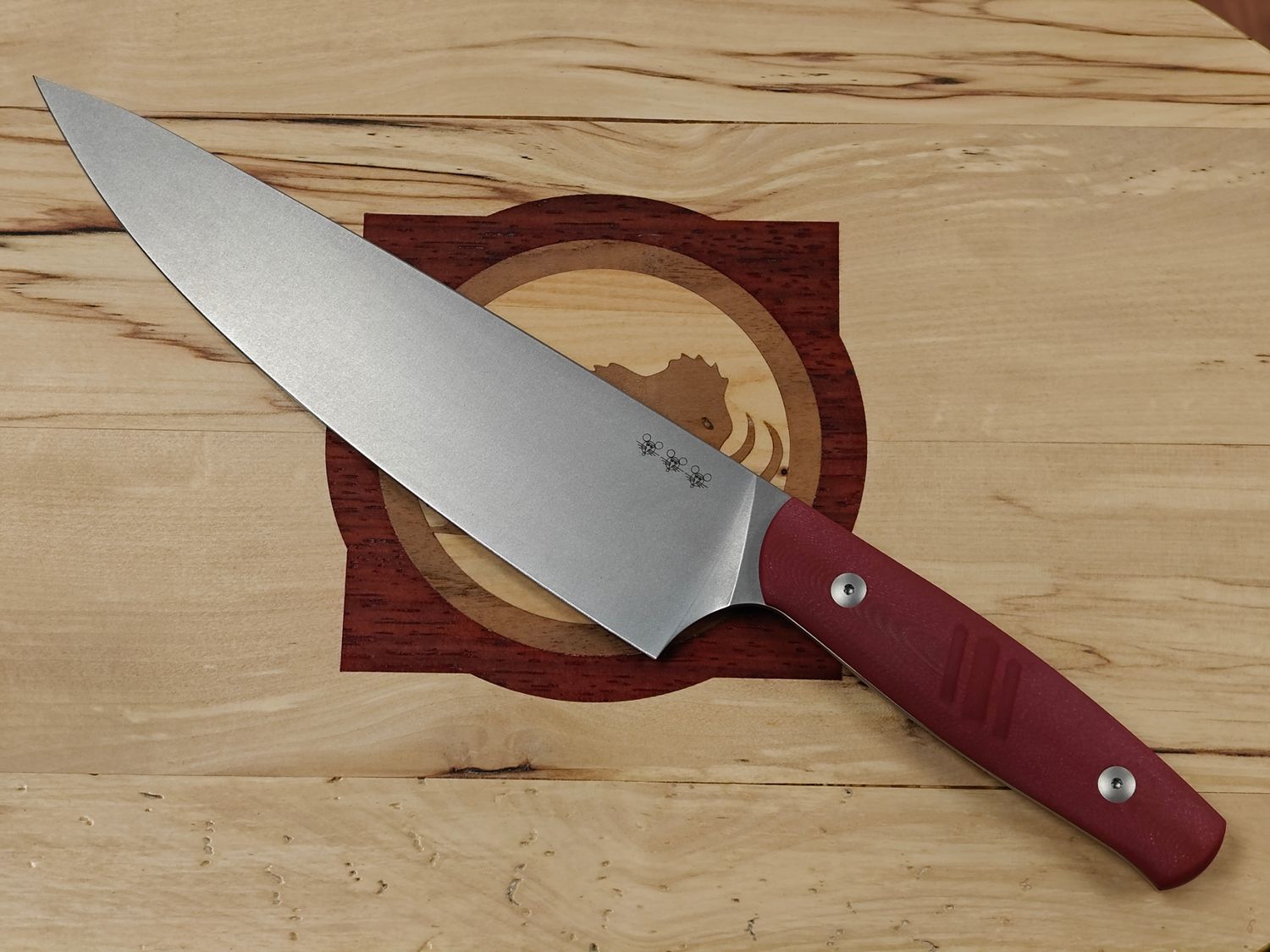 GiantMouse Kitchen 8.43" Chef Knife / Red G10 / Stonewashed Nitro-B