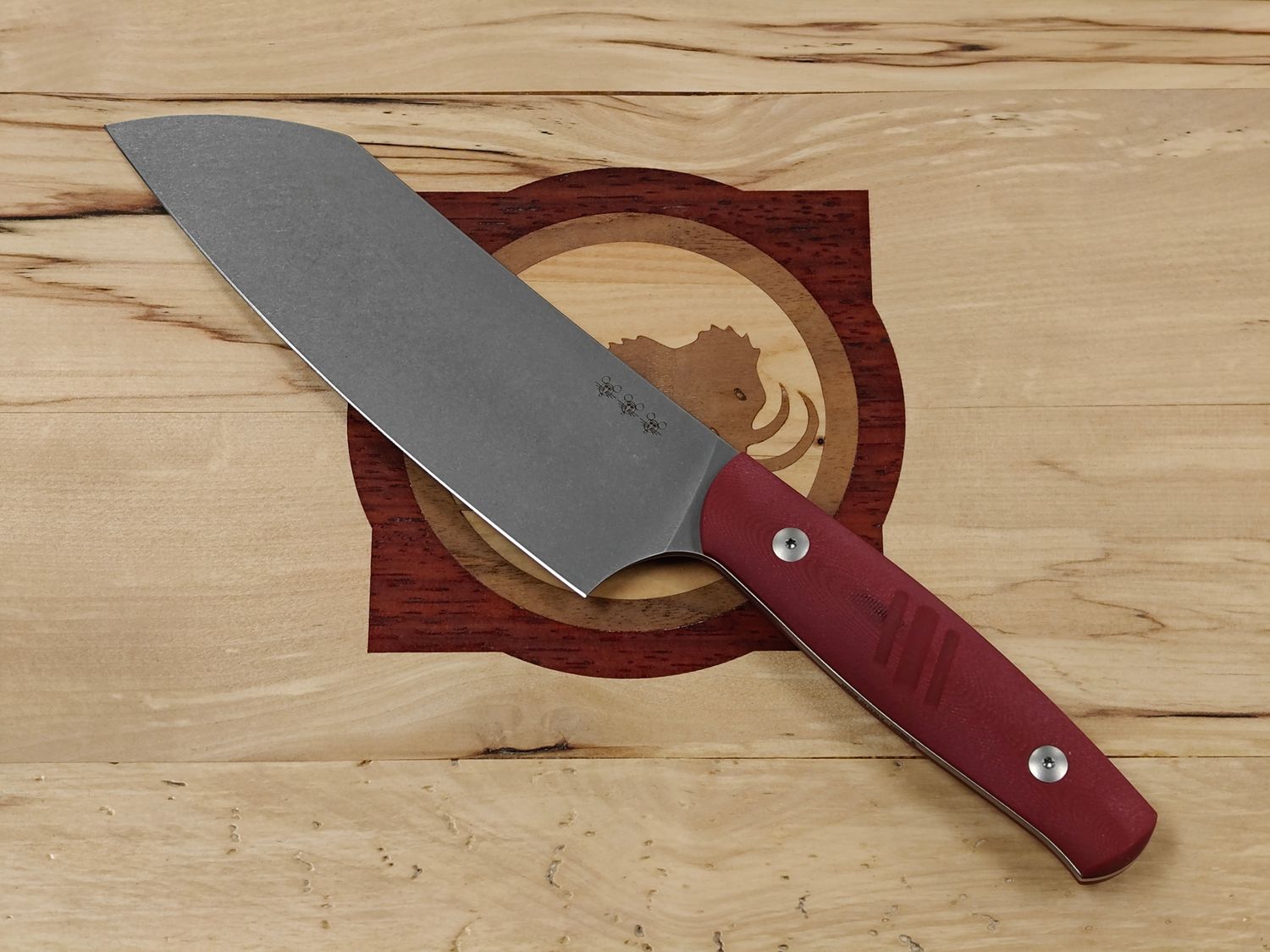 GiantMouse Kitchen 6.75" Santoku Knife / Red G10 / Stonewashed Nitro-B