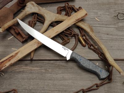 907Knives "Salmon Slayer" 7" Fillet Knife / UV Reactive GripX w/ Blue Liners &amp; Pins / Satin AEB-L
