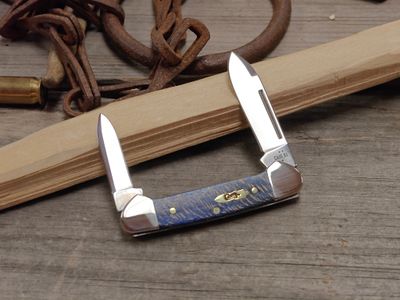 Case Baby Butterbean 2.75" Slipjoint Folder / Blue Sycamore Wood / Polished Tru-Sharp Stainless Steel