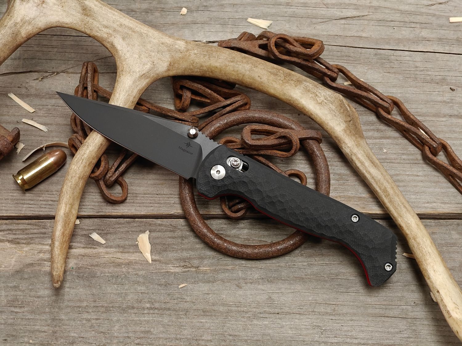 Toor Knives 3.5" Dropwing Crossbar Lock / Shadow Black G10 &amp; Red Liner /  Black CPM-MagnaCut