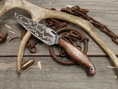 Mark Couch Damascus 4.25" Fixed Blade / KOA / 15N20 &amp; 1080