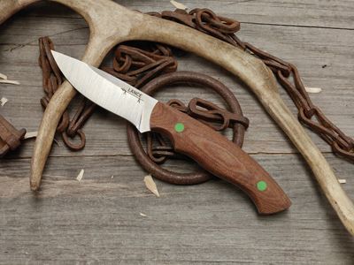 GNK &amp; Lance Knives Yentna 3.25" Fixed Blade / Natural Micarta W/ Neon Green Pins  / Satin AEB-L