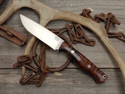 Bark River Fox River Ext-1 4.25" Drop Point Knife / Curly Maple &amp; Black Liners / Satin CPM-S45VN (Pre-Owned)