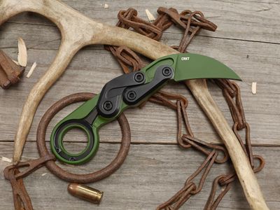 CRKT Provoke 2.4" Folding Karambit / Green Cerakote Aluminum / Green Cerakote D2