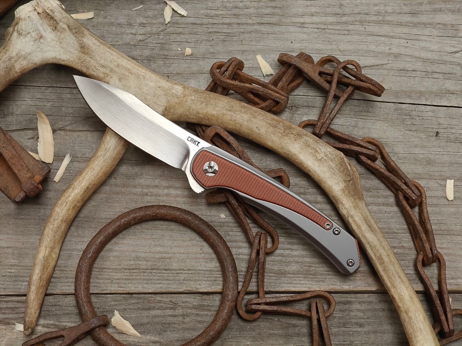 CRKT Padawan 3.01" Frame Lock Folder / Stainless Steel W/ Orange Micarta / Satin 14C28N