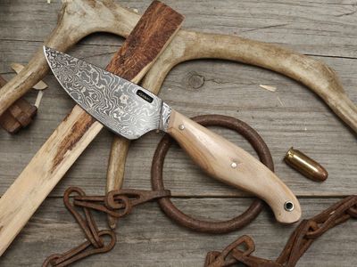 Mark Couch Damascus 3.5" Fixed Blade / Birch / 15N20 &amp; 1080