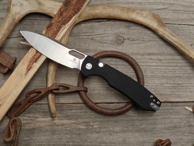 Bestech Knives Firebird 3.5" Button Lock Folding / Black G10 / Satin D2
