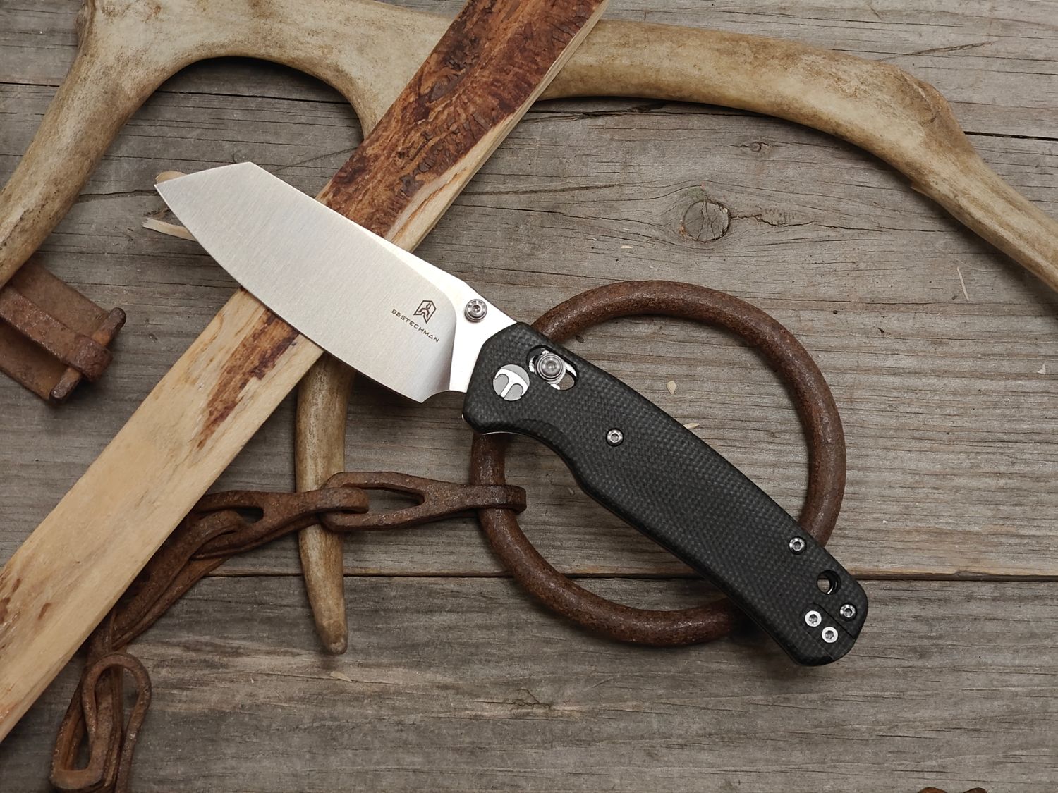 Bestech Knives Cicada's Wing 3" Crossbar Lock Folder / Black Micarta / Satin 10Cr15MoV