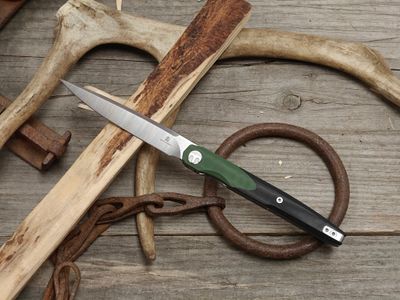 Bestech Knives Lanza 3.5" Liner Lock Folder / Black &amp; Green G10 / Satin 14C28N