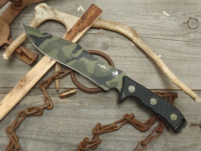 Microtech Arbiter 8.75" Fixed Blade / Black G10 / Jungle Camo Bohler M390 (Pre-Owned)