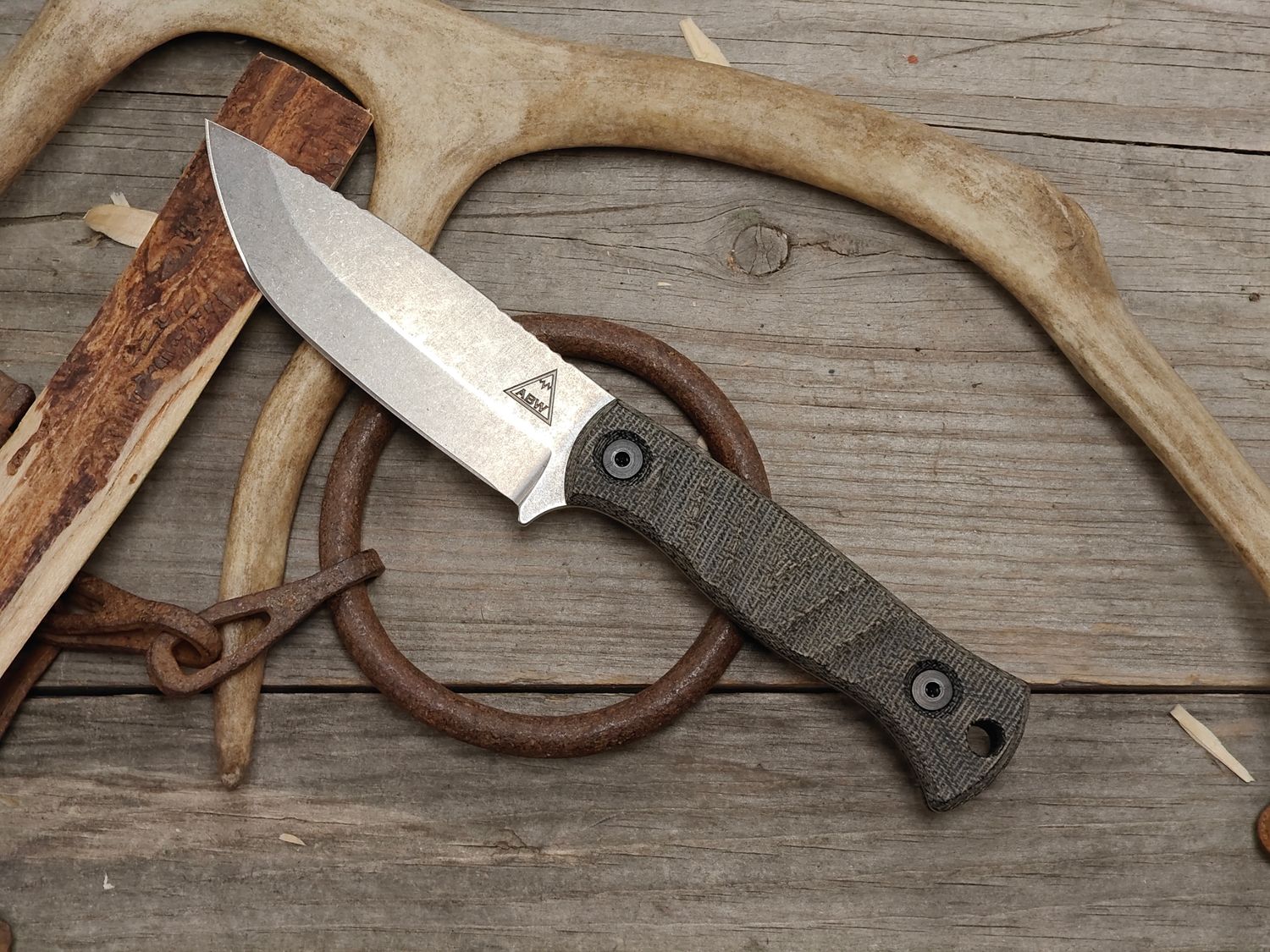 Alaska Blade Works Alpine Skinner 3.5" Fixed Blade / Black Micarta / StoneWash S45VN
