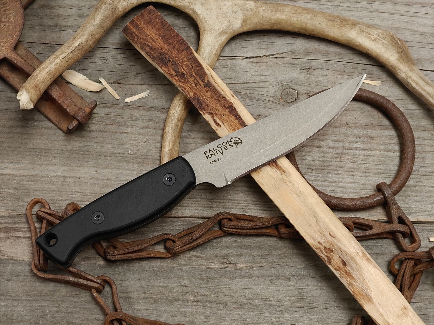 Falcon Knives Bushcraft 4.5" Fixed Blade / Black Micarta / Gun Metal Grey Cerakote CPM-3V